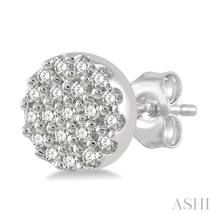 1/8 Ctw Disc Shape Round Cut Diamond Petite Fashion Earrings in 14K White Gold