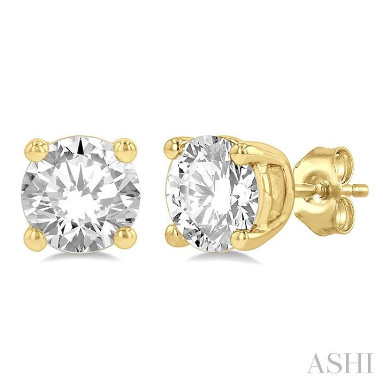 1 Ctw Round Cut Diamond Stud Earrings in 14K Yellow Gold