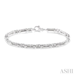 1/10 Ctw Knot Shape Single Cut Diamond Link Bracelet in Sterling Silver