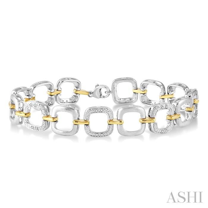1/10 Ctw Round Cut Diamond Square Bracelet in Sterling Silver