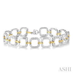 1/10 Ctw Round Cut Diamond Square Bracelet in Sterling Silver