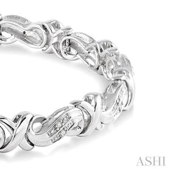 1/6 Ctw Round Cut Diamond 'X' Link Bracelet in Sterling Silver