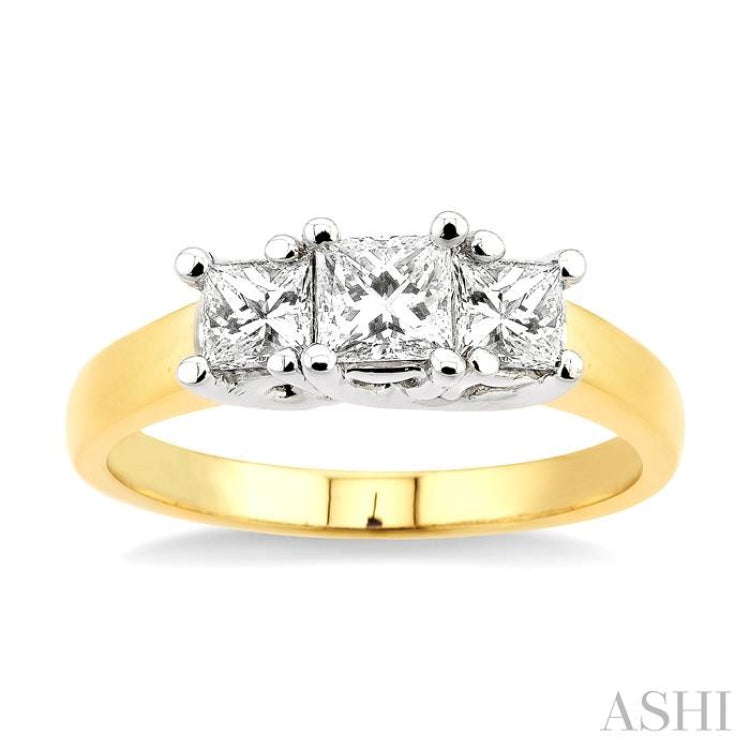 Princess Shape Past Present & Future Diamond Engagement Ring