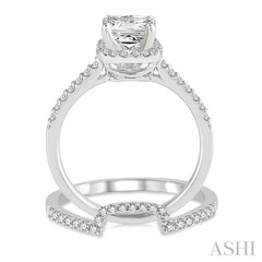 Princess Shape Halo Diamond Wedding Set