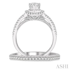 Pear Shape Halo Diamond Wedding Set