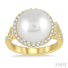 Pearl & Halo Diamond Ring