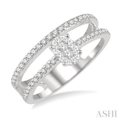 Double Row Oval Shape Lovebright Diamond Fashion Ring