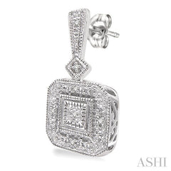 1/20 Ctw Round Cut Diamond Vintage Earrings in Sterling Silver