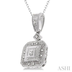 1/20 Ctw Single Cut Diamond Vintage Pendant in Sterling Silver With Chain