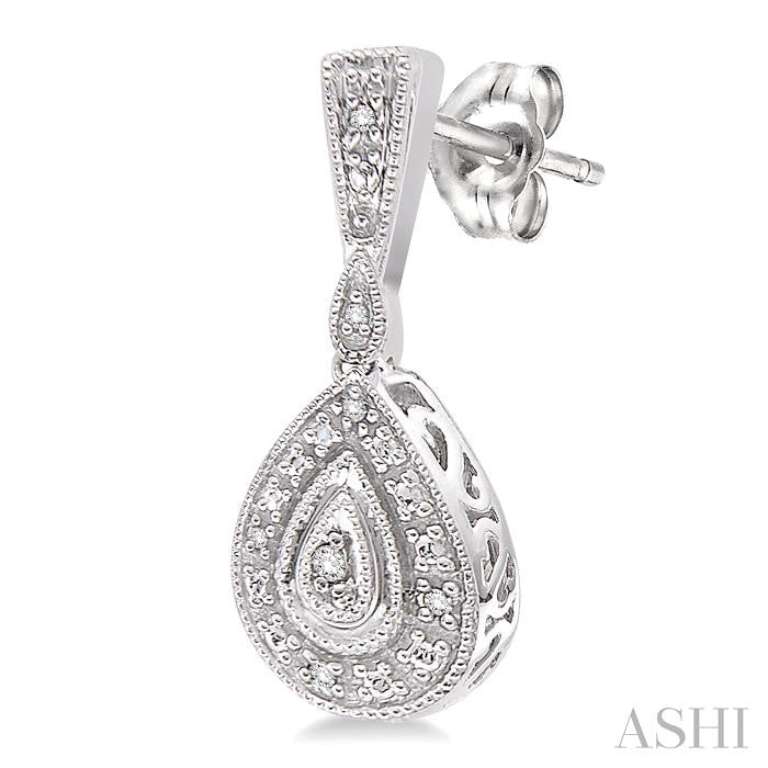 1/20 Ctw Pear Shape Round Cut Diamond Earrings in Sterling Silver