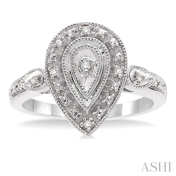 1/20 Ctw Pear Shape Round Cut Diamond Ring in Sterling Silver