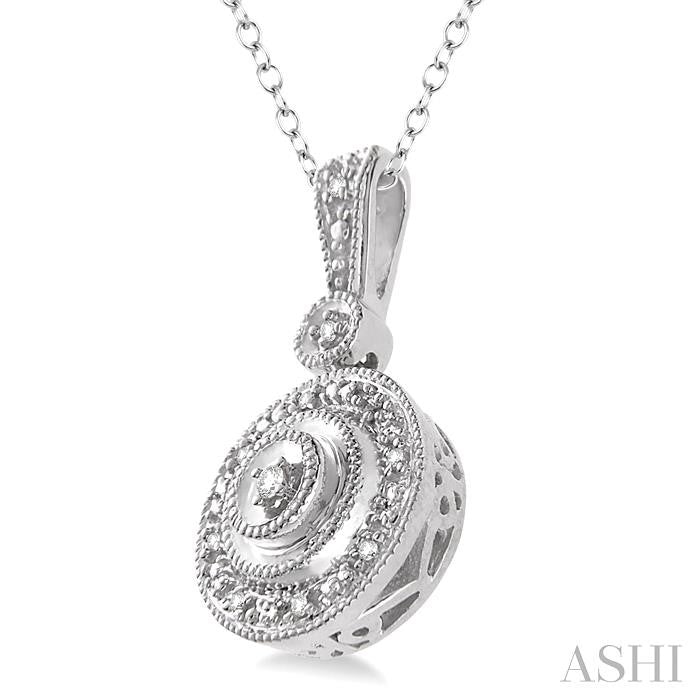 1/20 Ctw Round Cut Diamond Pendant in Sterling Silver with Chain