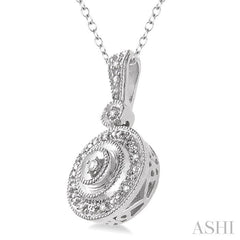 1/20 Ctw Round Cut Diamond Pendant in Sterling Silver with Chain