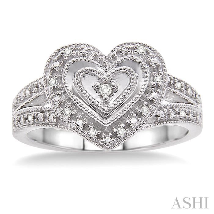 1/20 Ctw Heart Shape Round Cut Diamond Ring in Sterling Silver