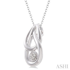 1/50 Ctw Round Cut Diamond Fashion Pendant in Sterling Silver with Chain