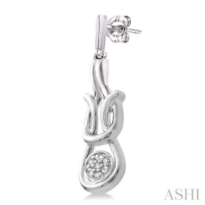 1/50 Ctw Round Cut Diamond Earrings in Sterling Silver