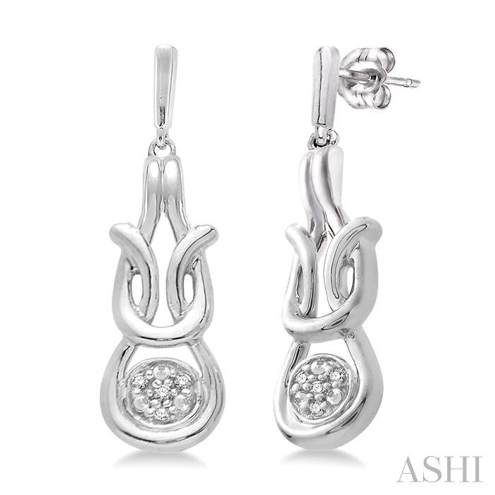 1/50 Ctw Round Cut Diamond Earrings in Sterling Silver
