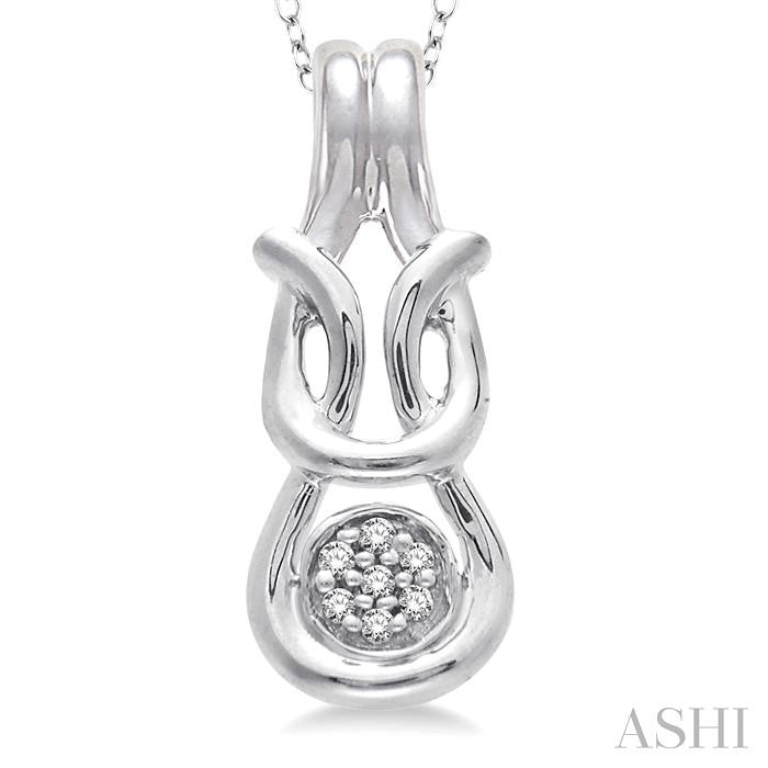 1/50 Ctw Round Cut Diamond Pendant in Sterling Silver with Chain