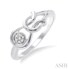 1/50 Ctw Round Cut Diamond Ring in Sterling Silver