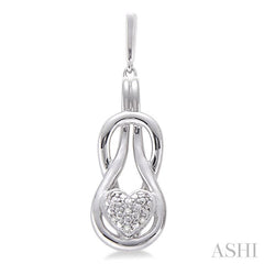 1/50 Ctw Heart Shape Round Cut Diamond Fashion Earrings in Sterling Silver