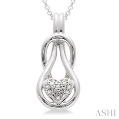 1/50 Ctw Heart Shape Round Cut Diamond Fashion Pendant in Sterling Silver with Chain