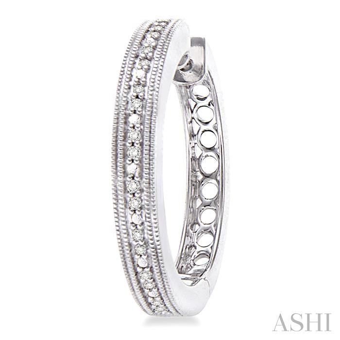 1/10 Ctw Round Cut Diamond Hoop Earrings in Sterling Silver