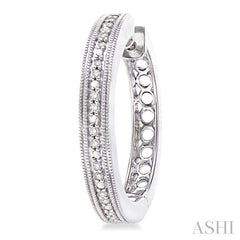 1/10 Ctw Round Cut Diamond Hoop Earrings in Sterling Silver