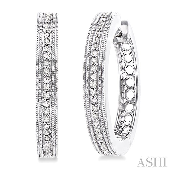 1/10 Ctw Round Cut Diamond Hoop Earrings in Sterling Silver
