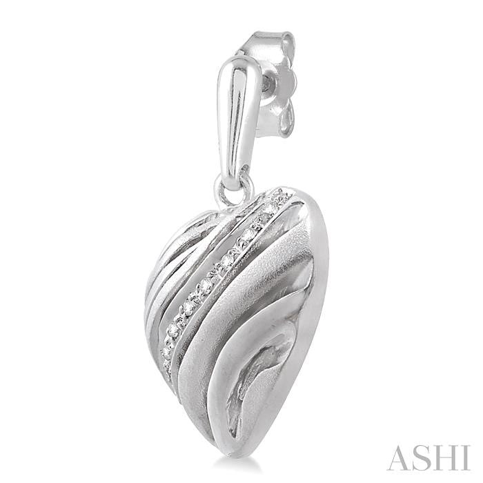 1/10 Ctw Heart Shape Round Cut Diamond Puff Earrings in Sterling Silver