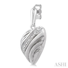 1/10 Ctw Heart Shape Round Cut Diamond Puff Earrings in Sterling Silver