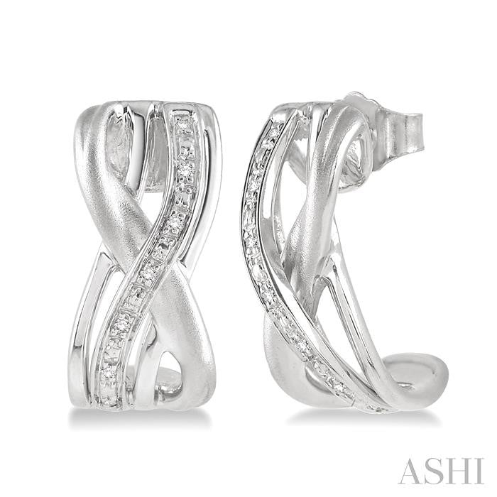 1/20 Ctw Round Cut Diamond Swirl Fashion Earrings in Sterling Silver