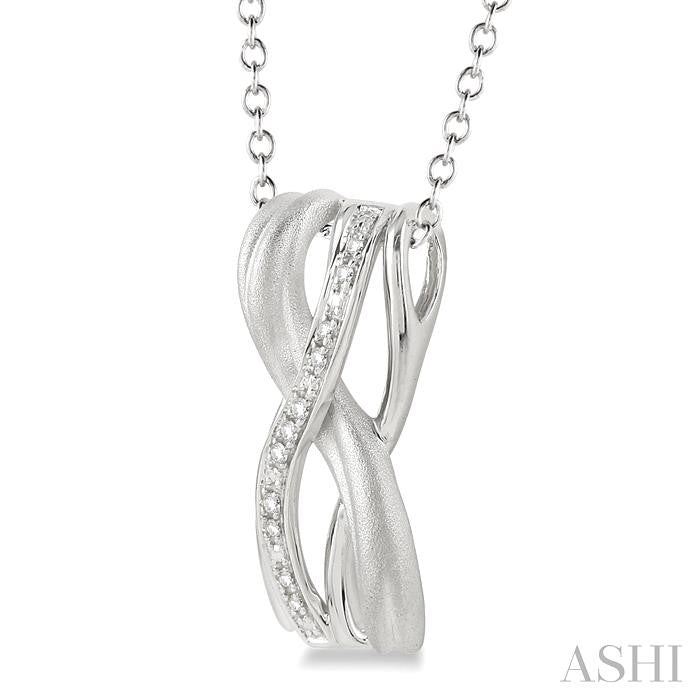 1/20 Ctw Round Cut Diamond Swirl Fashion Pendant in Sterling Silver with Chain