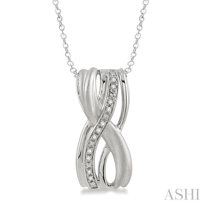 1/20 Ctw Round Cut Diamond Swirl Fashion Pendant in Sterling Silver with Chain