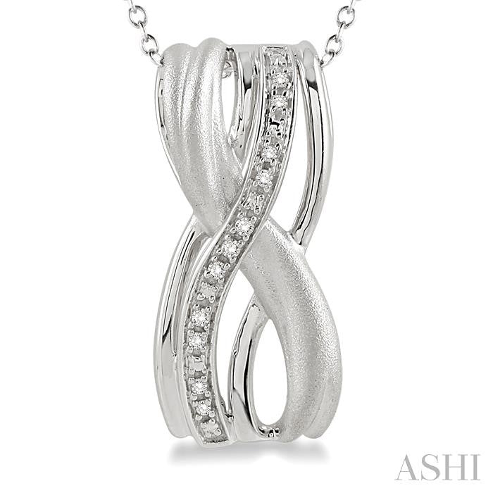 1/20 Ctw Round Cut Diamond Swirl Fashion Pendant in Sterling Silver with Chain