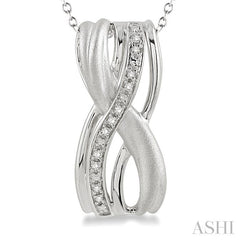 1/20 Ctw Round Cut Diamond Swirl Fashion Pendant in Sterling Silver with Chain