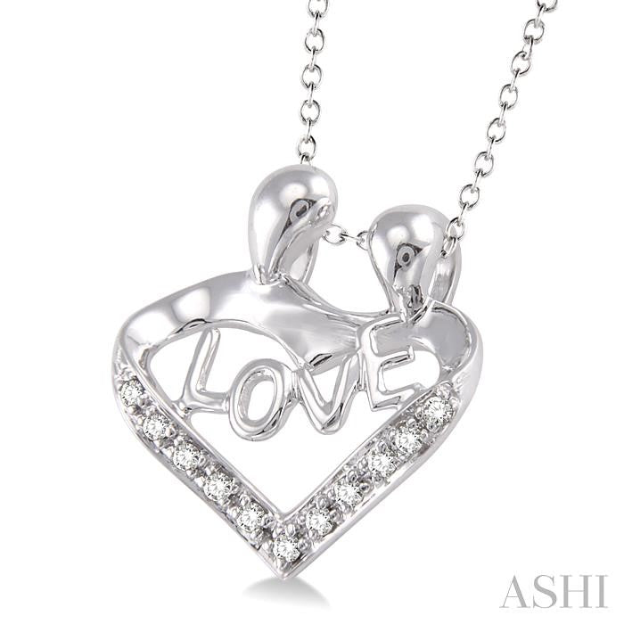 1/20 Ctw Round Cut Diamond Child & Mom Pendant in Sterling Silver with Chain