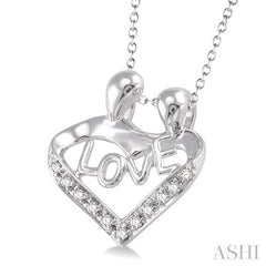 1/20 Ctw Round Cut Diamond Child & Mom Pendant in Sterling Silver with Chain