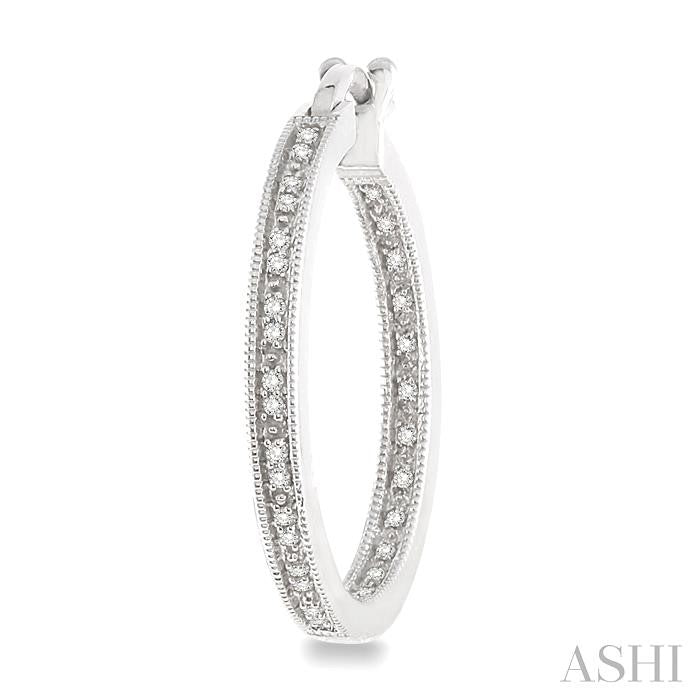 1/4 Ctw Round Cut Diamond Hoop Earrings in Sterling Silver