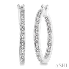1/4 Ctw Round Cut Diamond Hoop Earrings in Sterling Silver