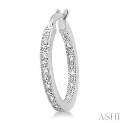 1/10 Ctw Round Cut Diamond Hoop Earrings in Sterling Silver