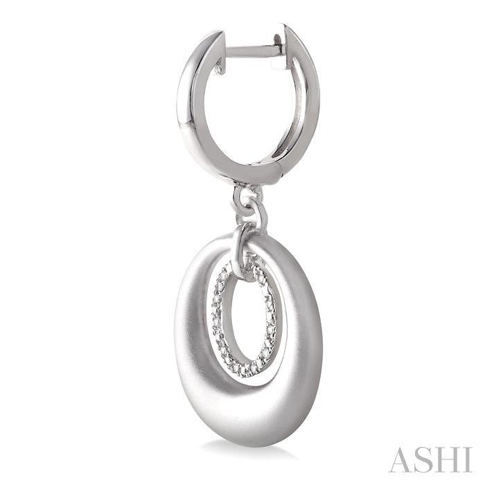 1/20 Ctw Round Cut Diamond Oval Earrings in Sterling Silver