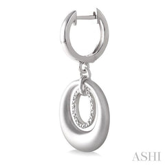 1/20 Ctw Round Cut Diamond Oval Earrings in Sterling Silver