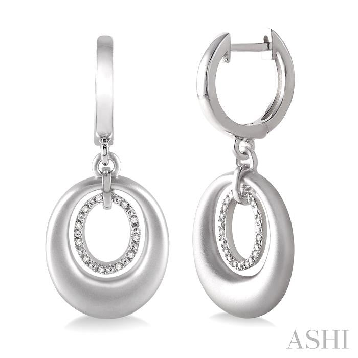 1/20 Ctw Round Cut Diamond Oval Earrings in Sterling Silver