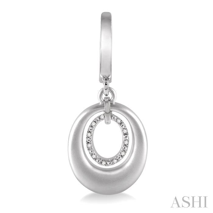 1/20 Ctw Round Cut Diamond Oval Earrings in Sterling Silver