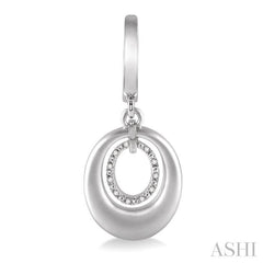 1/20 Ctw Round Cut Diamond Oval Earrings in Sterling Silver