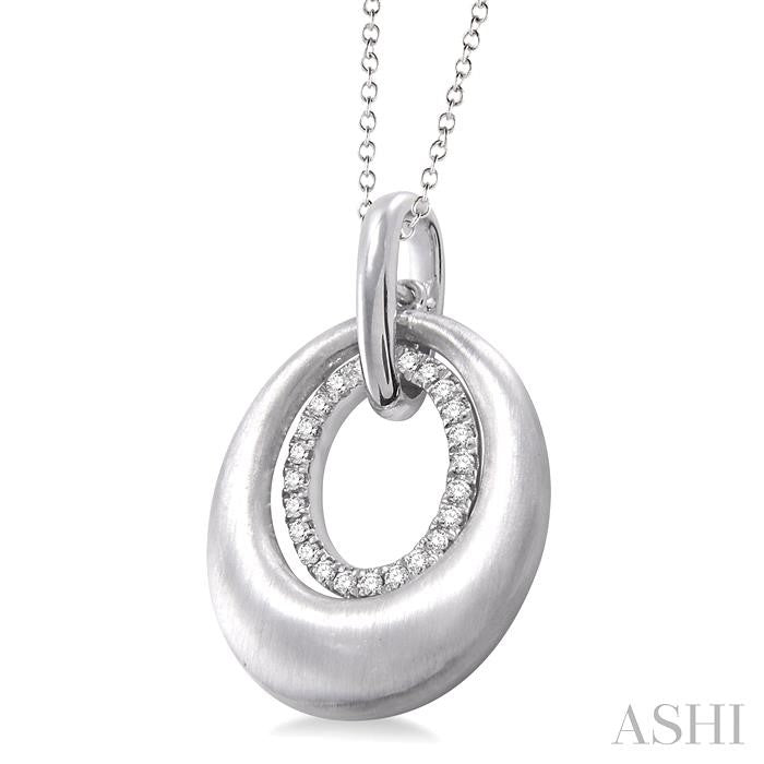 1/20 Ctw Oval Shape Round Cut Diamond Pendant in Sterling Silver with Chain
