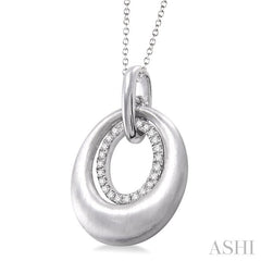 1/20 Ctw Oval Shape Round Cut Diamond Pendant in Sterling Silver with Chain