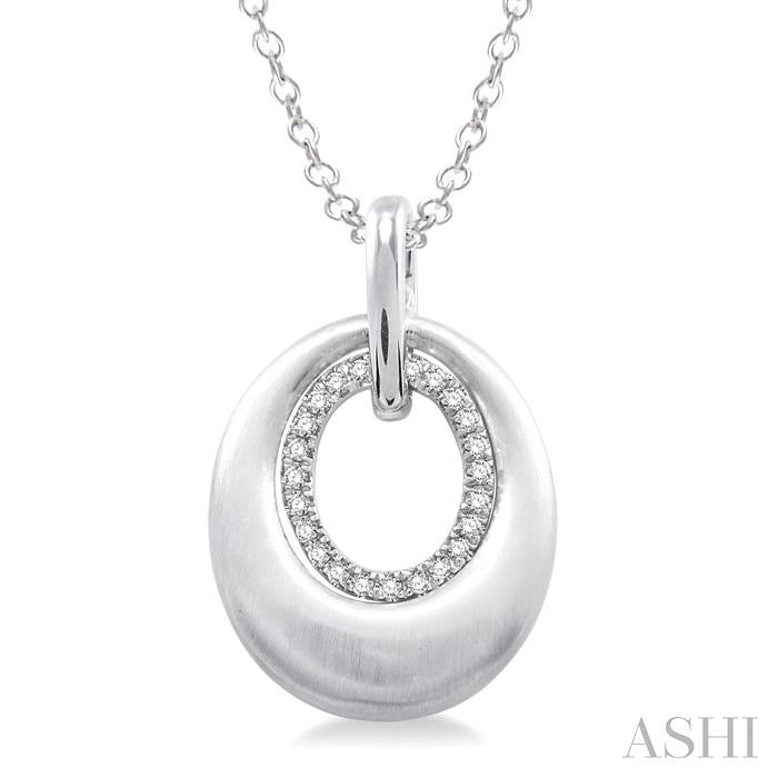 1/20 Ctw Oval Shape Round Cut Diamond Pendant in Sterling Silver with Chain