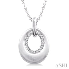 1/20 Ctw Oval Shape Round Cut Diamond Pendant in Sterling Silver with Chain