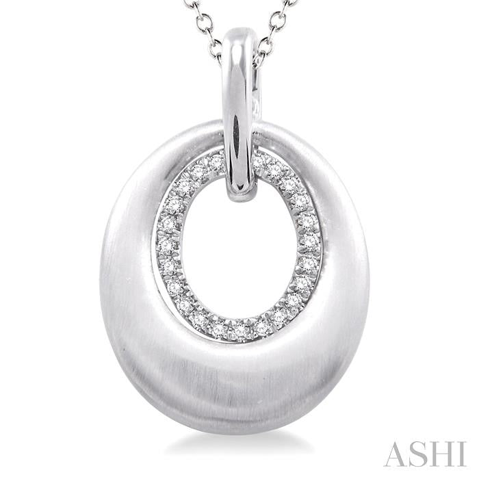 1/20 Ctw Oval Shape Round Cut Diamond Pendant in Sterling Silver with Chain